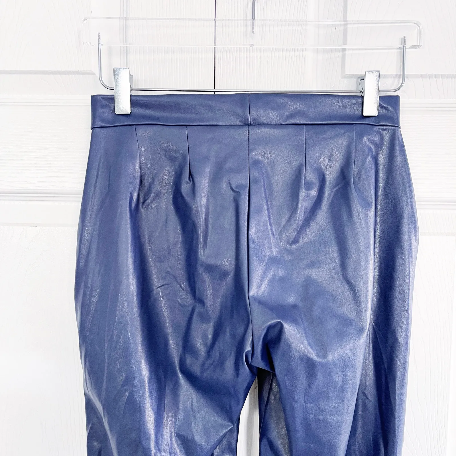 Chiara Boni La Petite Robe Petronilla Faux Leather Pants Blue Size 6 - Image 8