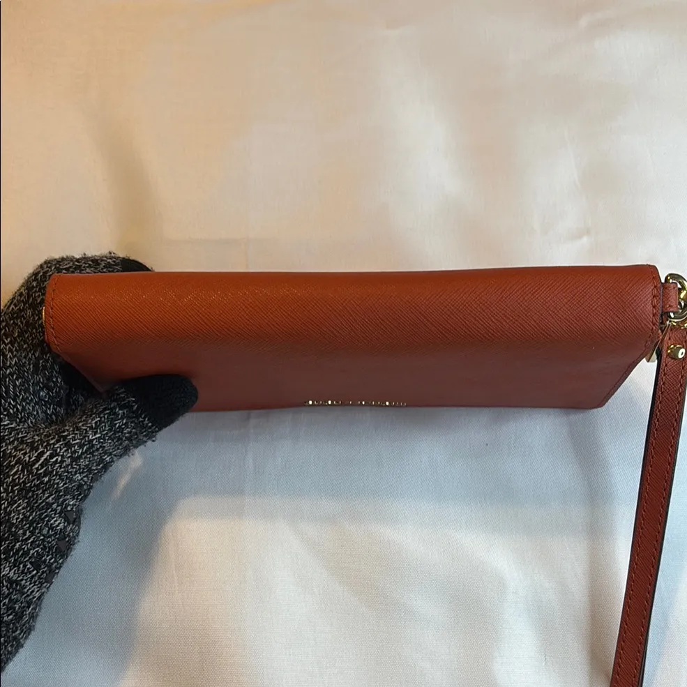 Michael Kors Jet Set Travel Leather Continental Wristlet Burnt Orange Women’s OS - Image 10