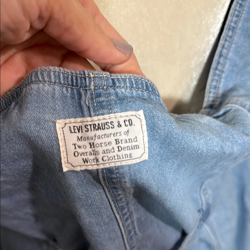 Women’s Levi's Light Blue Button Front Halter Denim Romper - Image 4