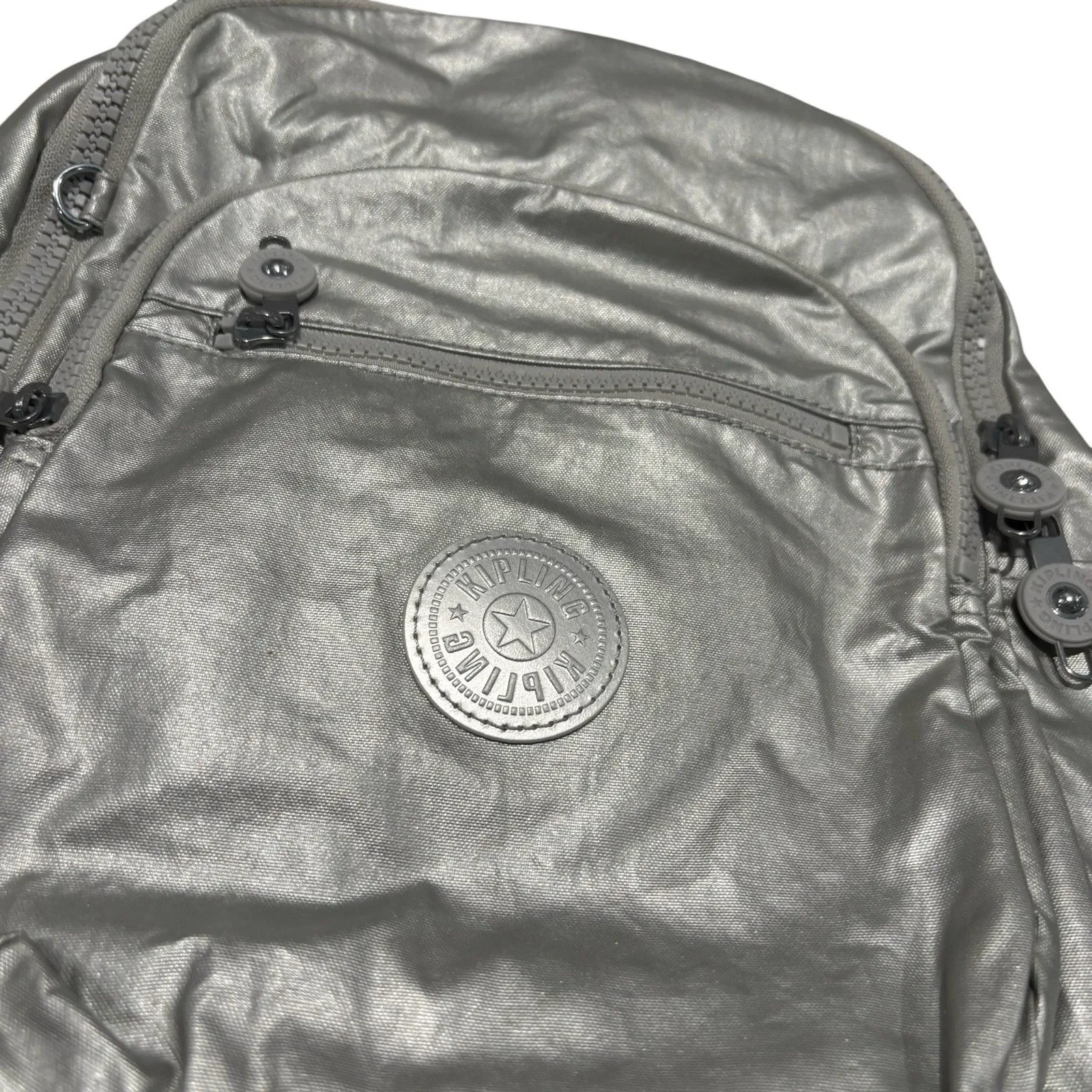 Kipling Seoul Backpack Laptop Travel Bag Polyamide KI4034 silver Metallic - Image 9