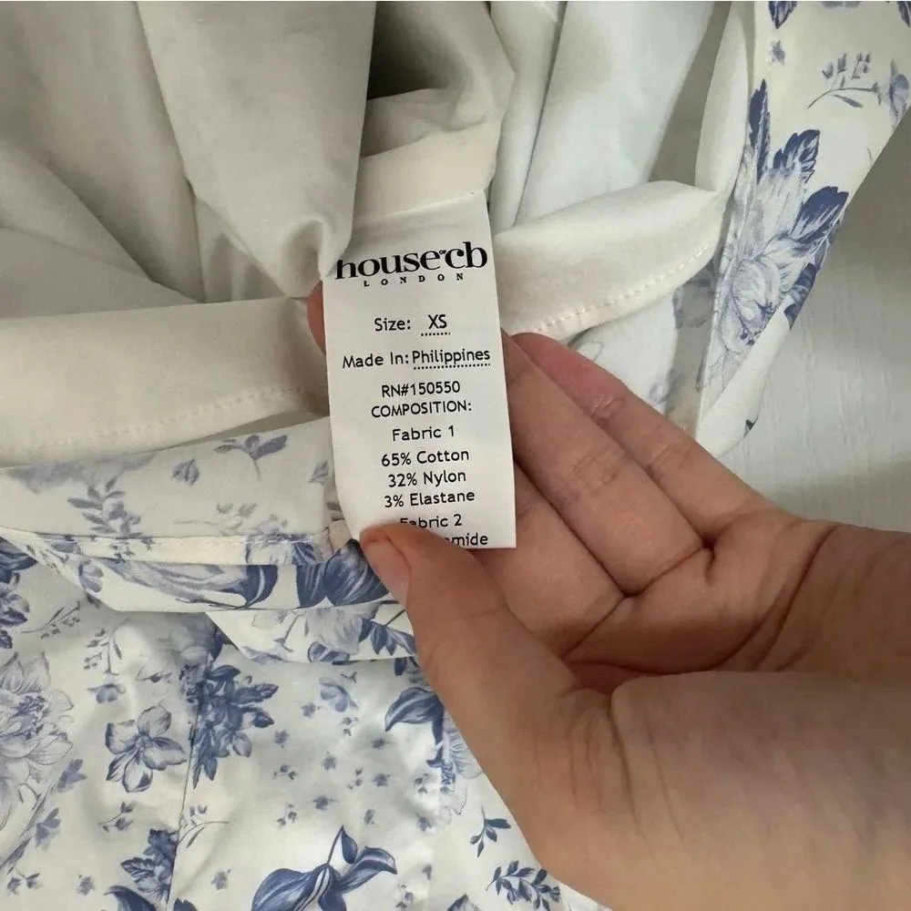 House of CB Felizia Puff Sleeve Maxi Dress Blue Floral Size XS - Image 9