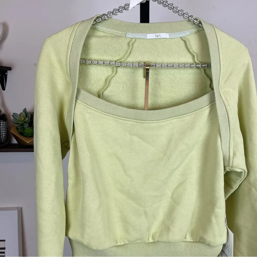 NIA the brand Cora Sweatshirt and Short Set Green - Image 2