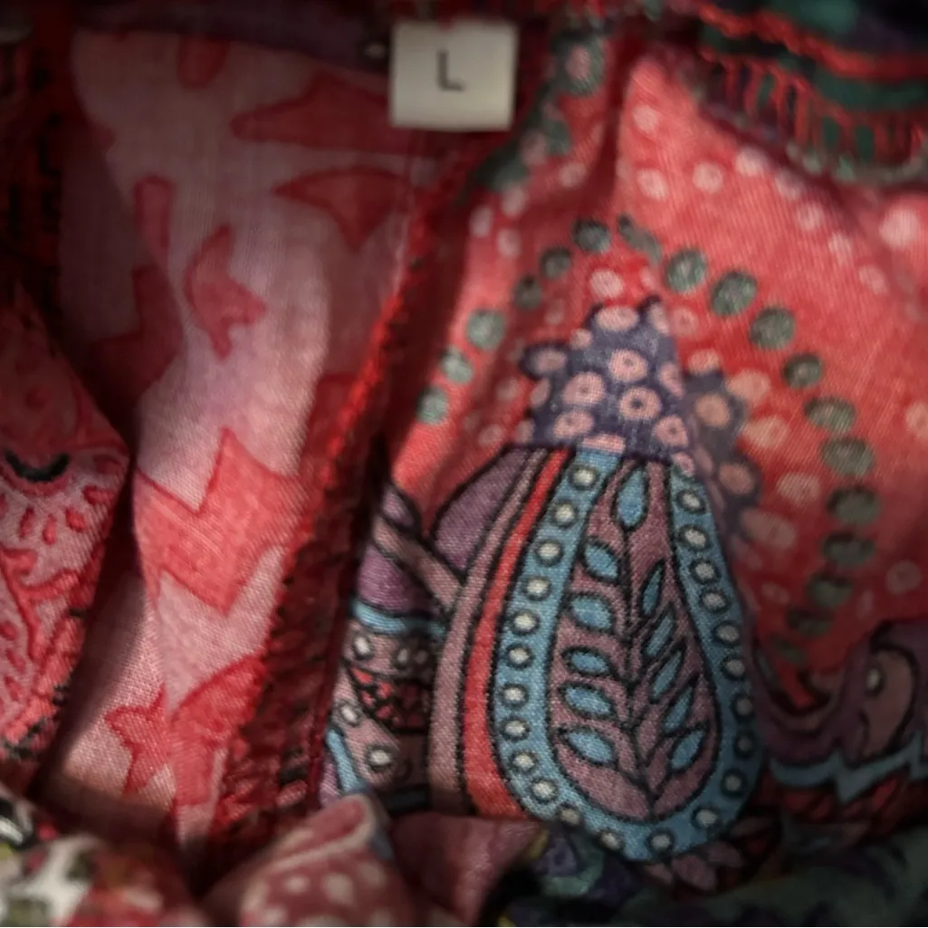 Colorful Patchwork Maxi Skirt Red Size L - Image 4