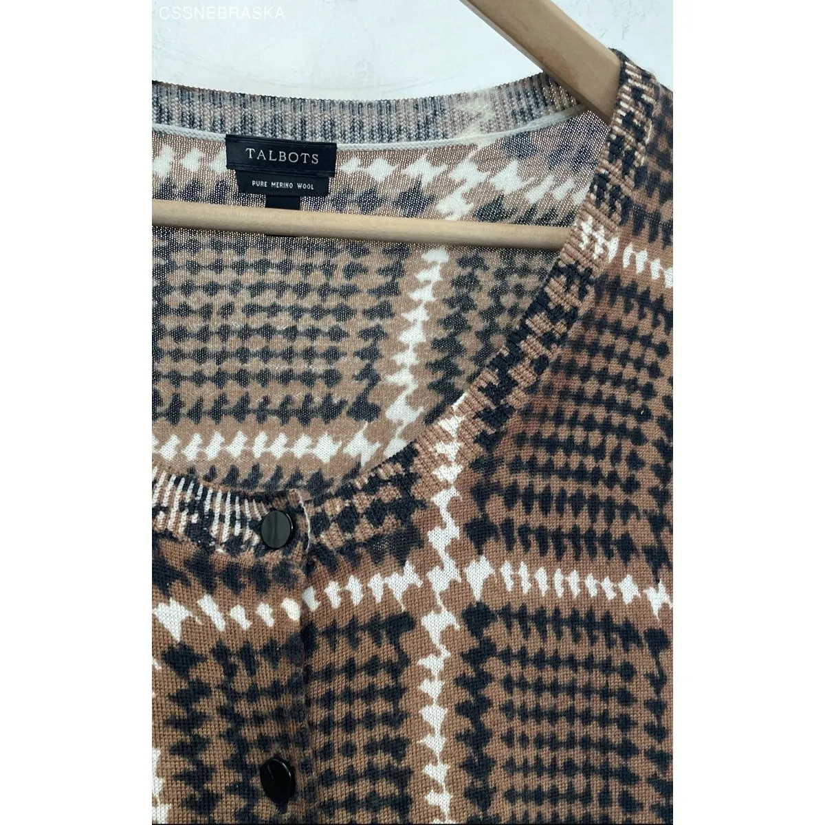 Talbots Brown‎ Womens Merino Wool Cardigan Sweater Brown Button Up - Size XL - Image 5
