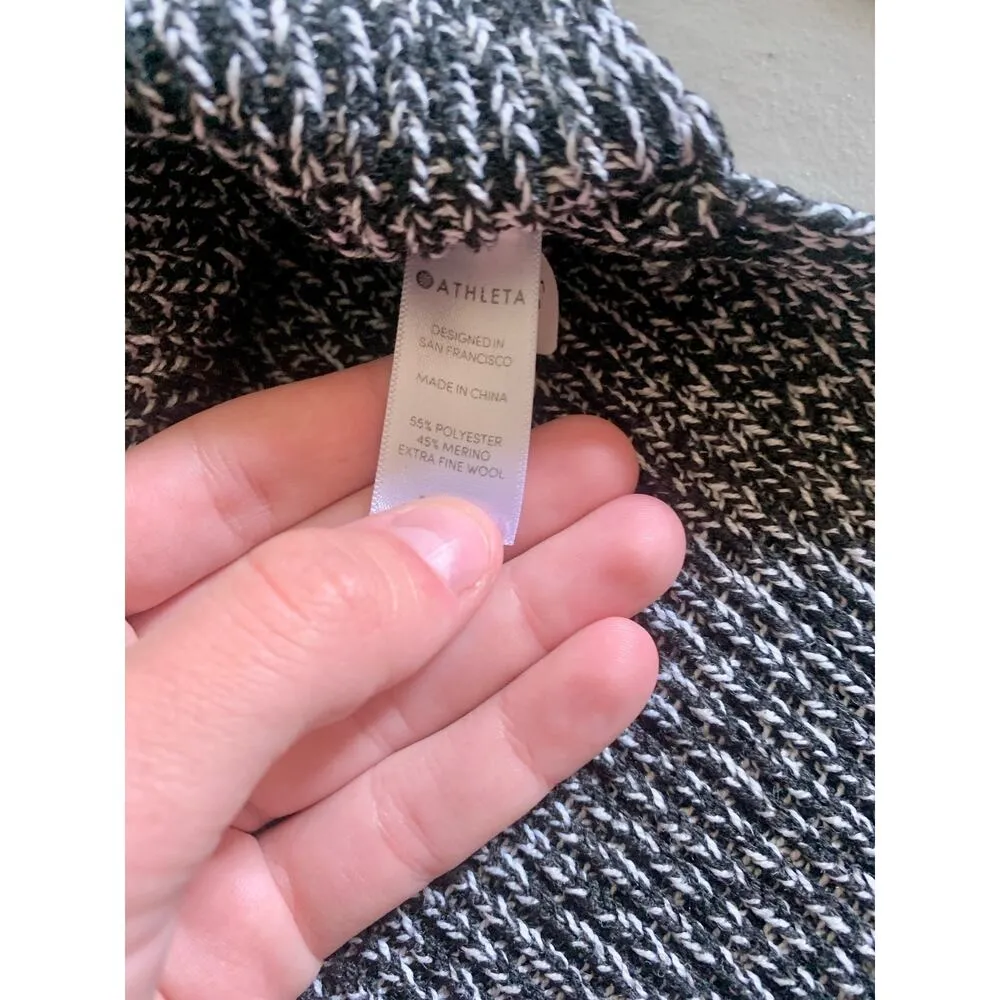 Athleta Switchback Pullover Sweater Cozy Merino Wool Black Marl Top XXS - Image 8