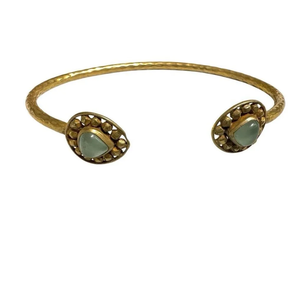 Brass chalcedony open cuff bracelet Gold - Image 3