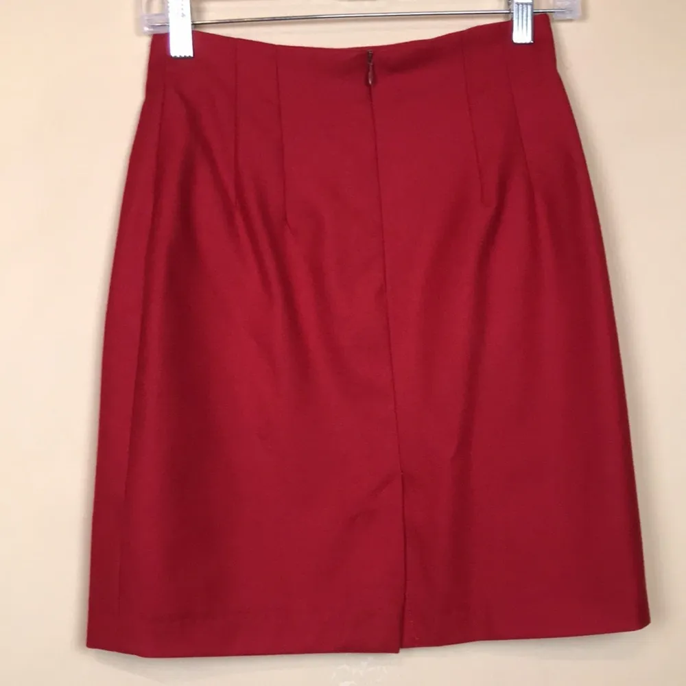 Collectible Gold by Giorgio Sant’Angelo Women’s Pure Wool Red Pencil Skirt Size 6 - Image 4