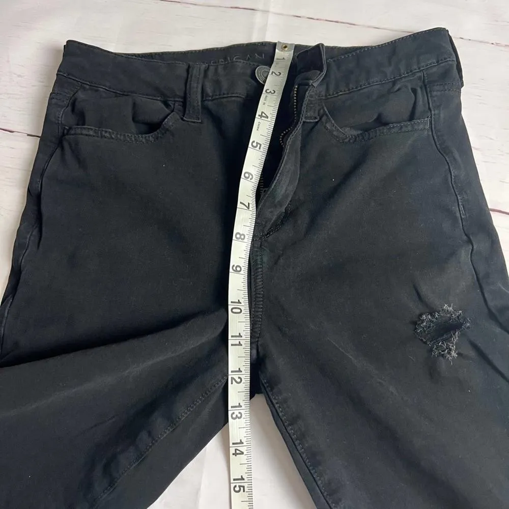 American Eagle Outfitters Women's Distressed Black Skinny Jeans  Sz 4 - Image 10