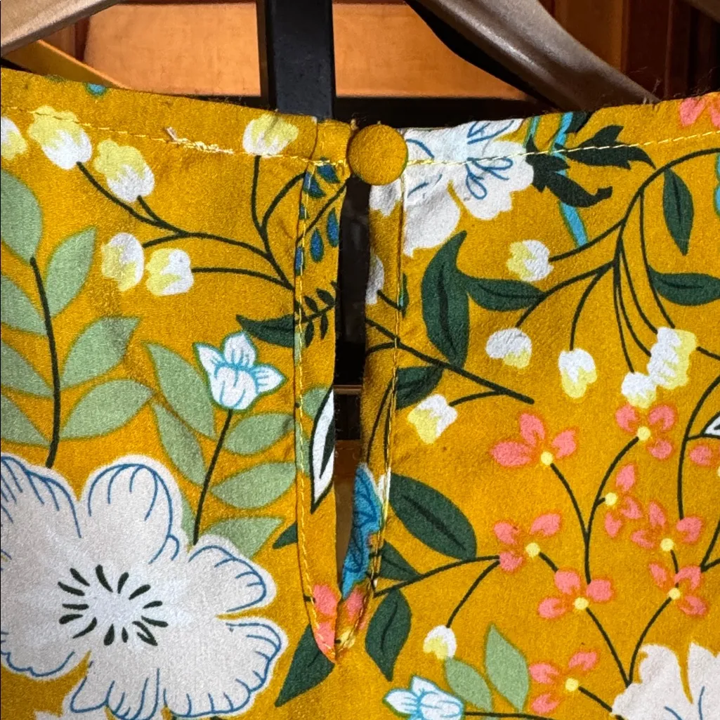 Umgee Yellow Floral Boho Patchwork Mini Dress Size Medium - Image 8