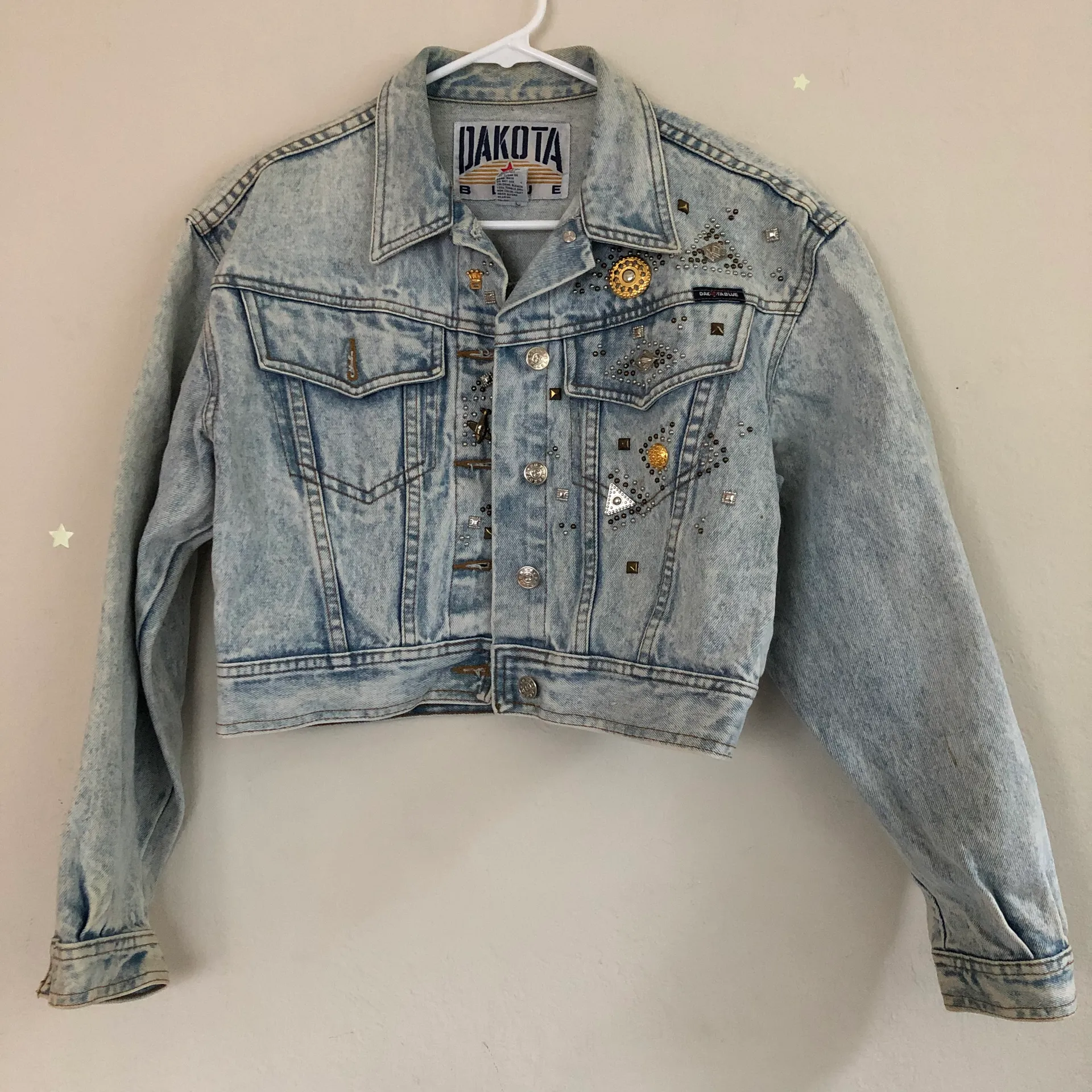 Vintage Dakota Blue cropped embellished denim jacket - Image 3