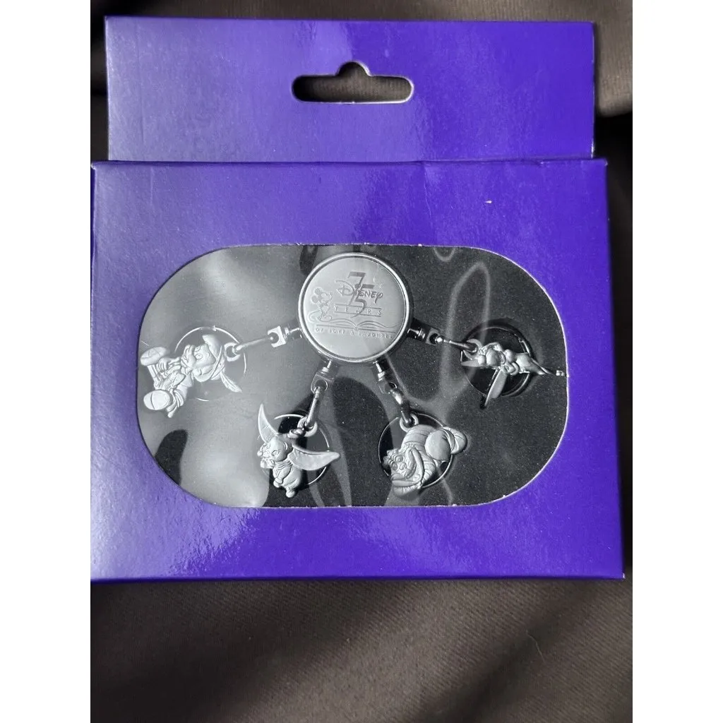 Disney 75 Years Of Love And Laughter Metal Keychain Dumbo, Tinkerbell, Cheshire - Image 2