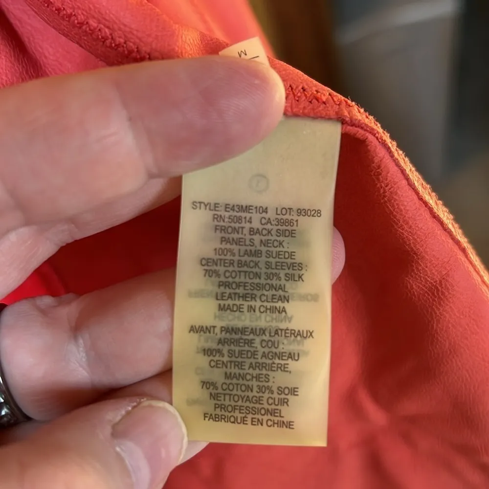 Elie Tahari Coral Lamb Suede Cotton Silk Blend Open Waterfall Jacket Size Medium - Image 7