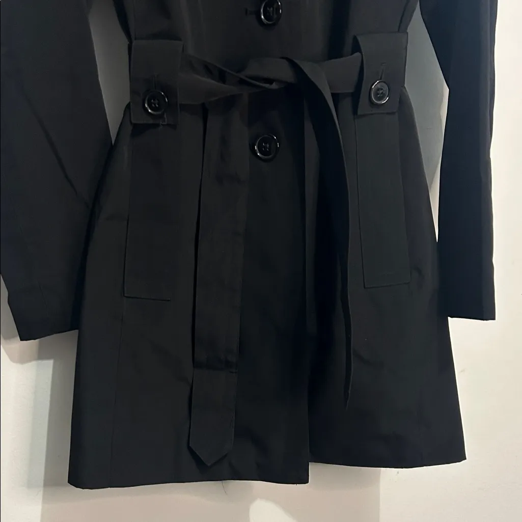 London Fog Women's Black Trench Coat with Hood Women’s Size Small - Image 4