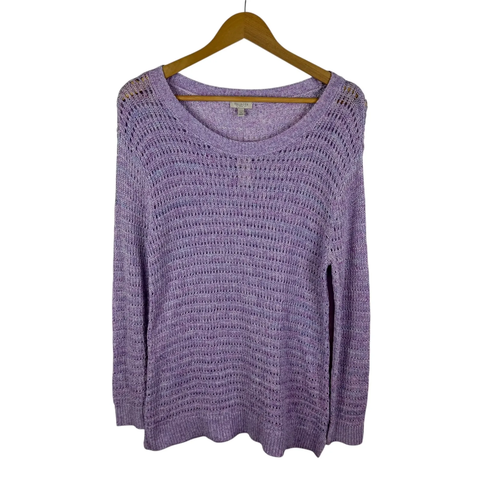 NWT Talbots Space Dyed Sweater Size LP Lavender Purple Open Knit Cute Preppy‎ - Image 2