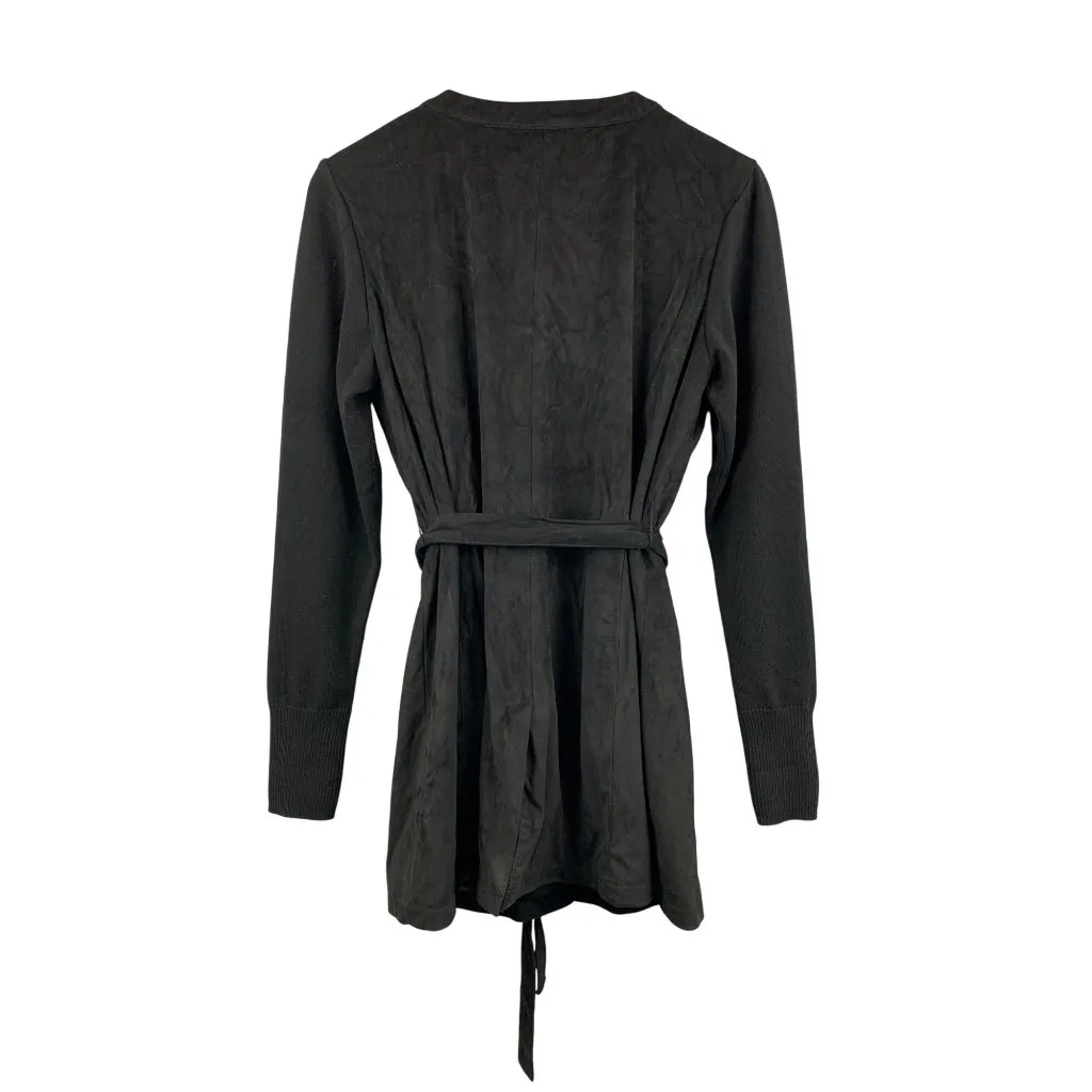 H By Halston Womens Black Belted Long Jacket Size 4 - Image 2