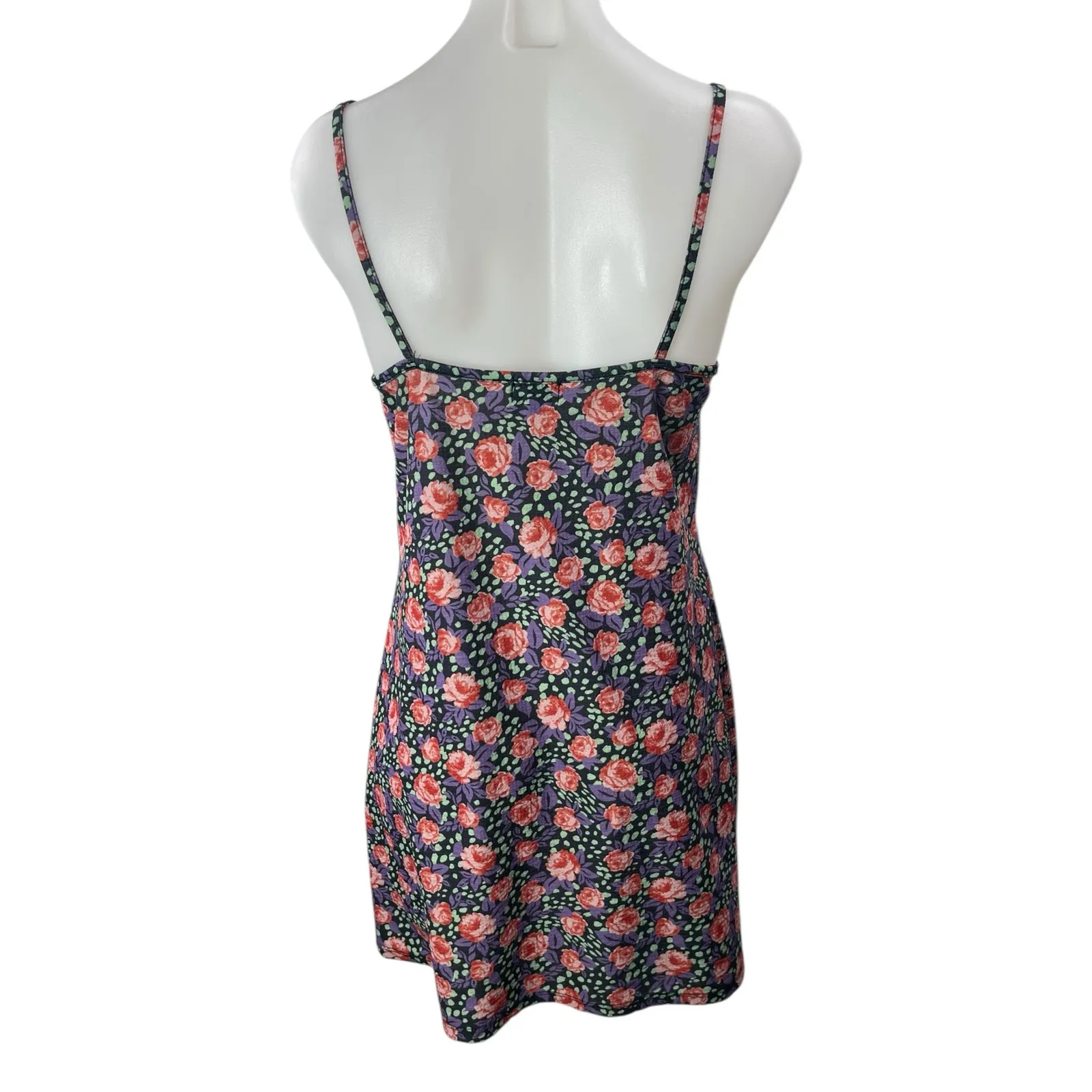 River Island Multicolor Lace Trim Floral V Neck Cami Camisole Tank Mini Dress 10 - Image 2