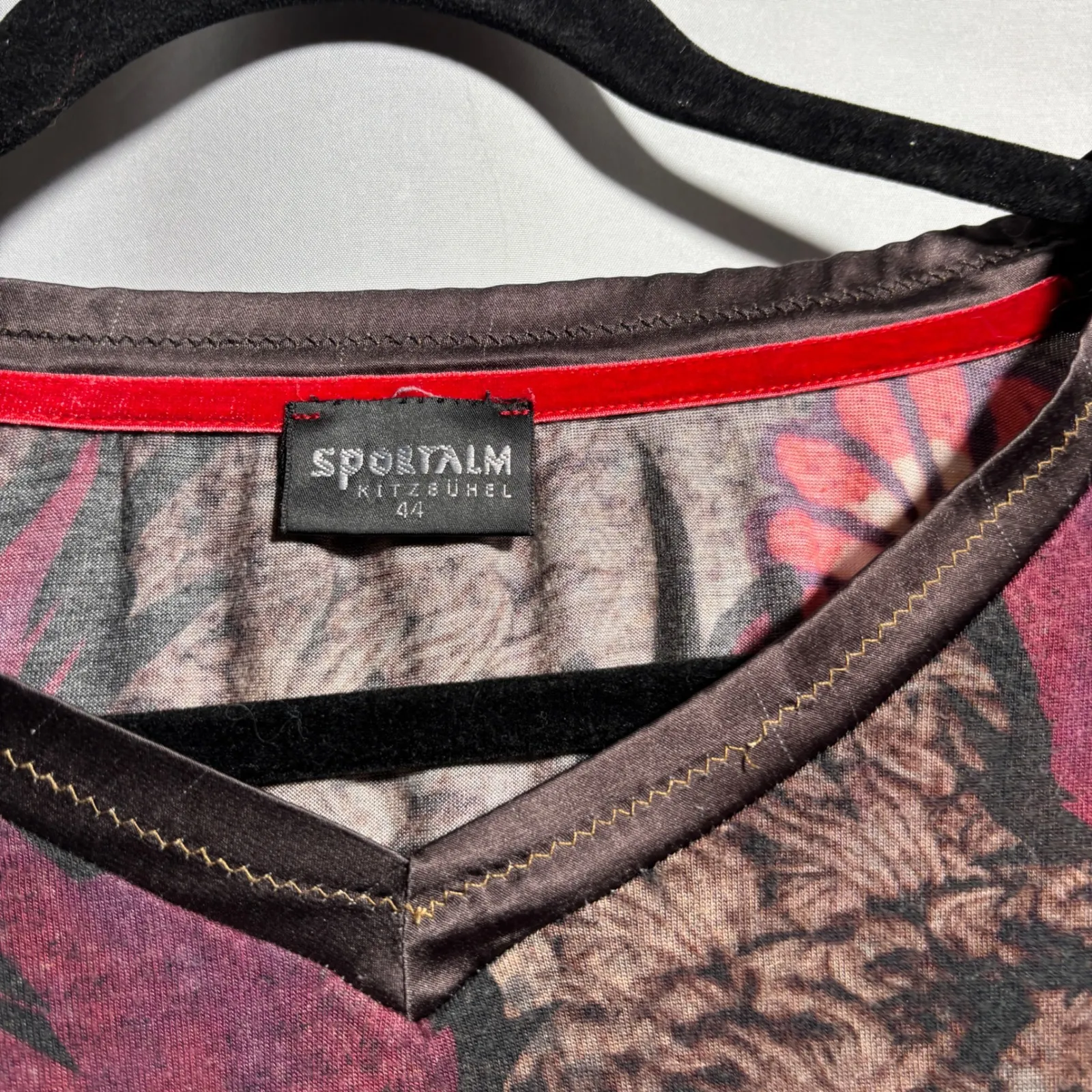 Sportalm Kitzbuhel Womens Graphic Print Long Sleeve Shirt Y2K Floral‎ XXL SEE Brown - Image 3