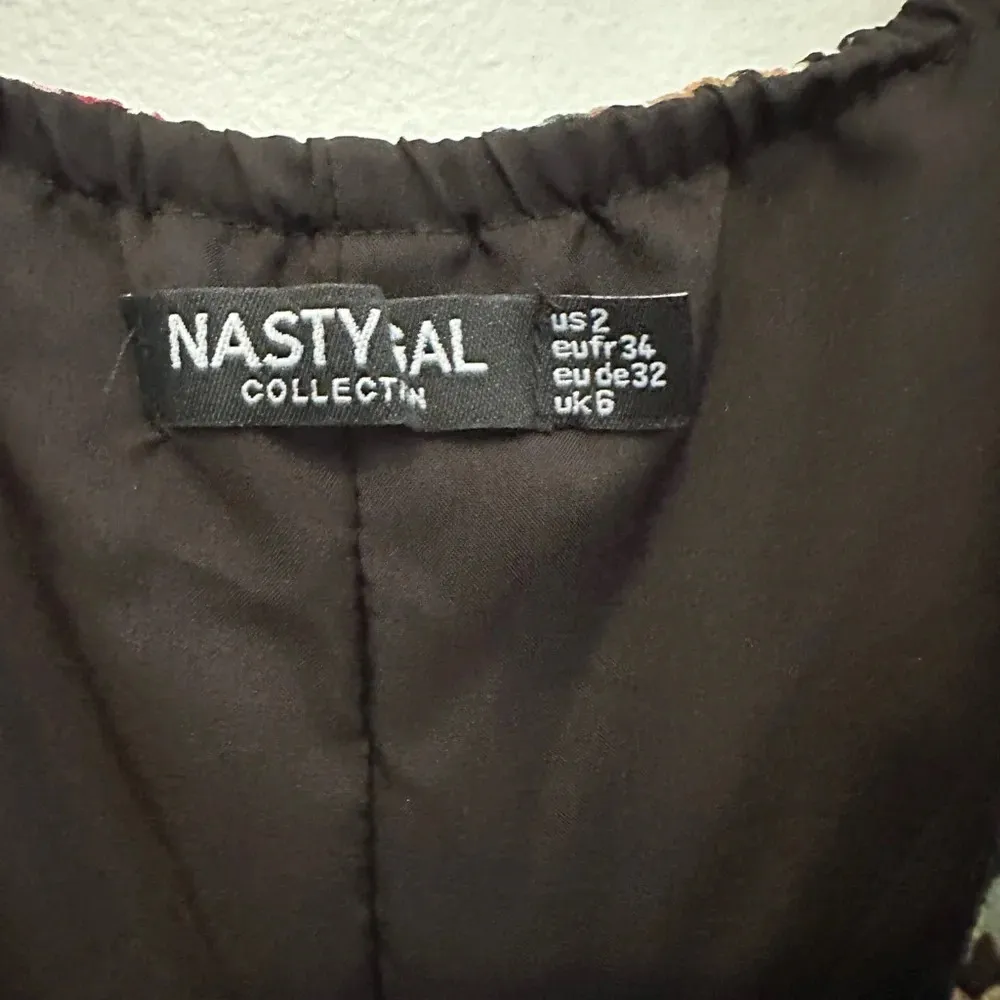 Nasty Gal Black Colorful Floral Puff Sleeve Mini Dress // Size US 2 - Image 3