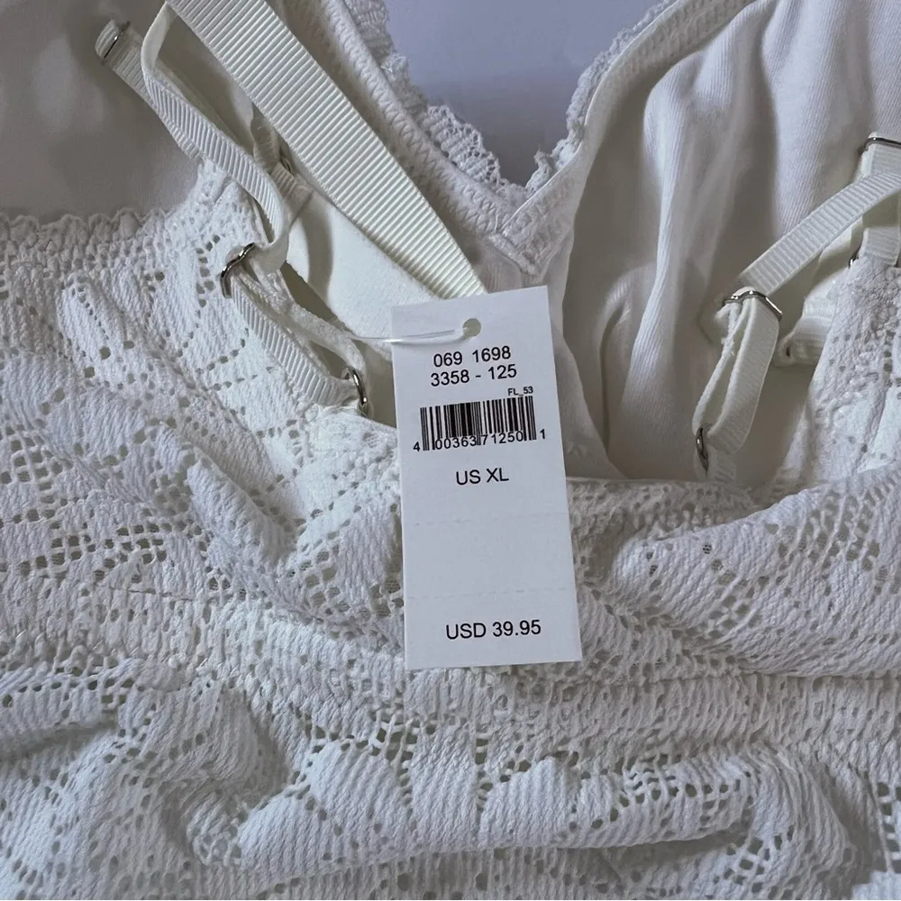 Aerie Textured Lace Padded Longline Bralette in Creamy White Size XL - Image 8