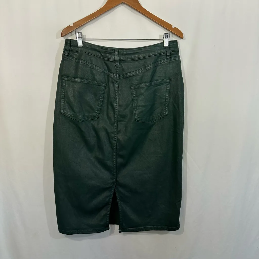 Anthropologie Pilcro Coated Pencil Skirt in Forest Green - Image 7