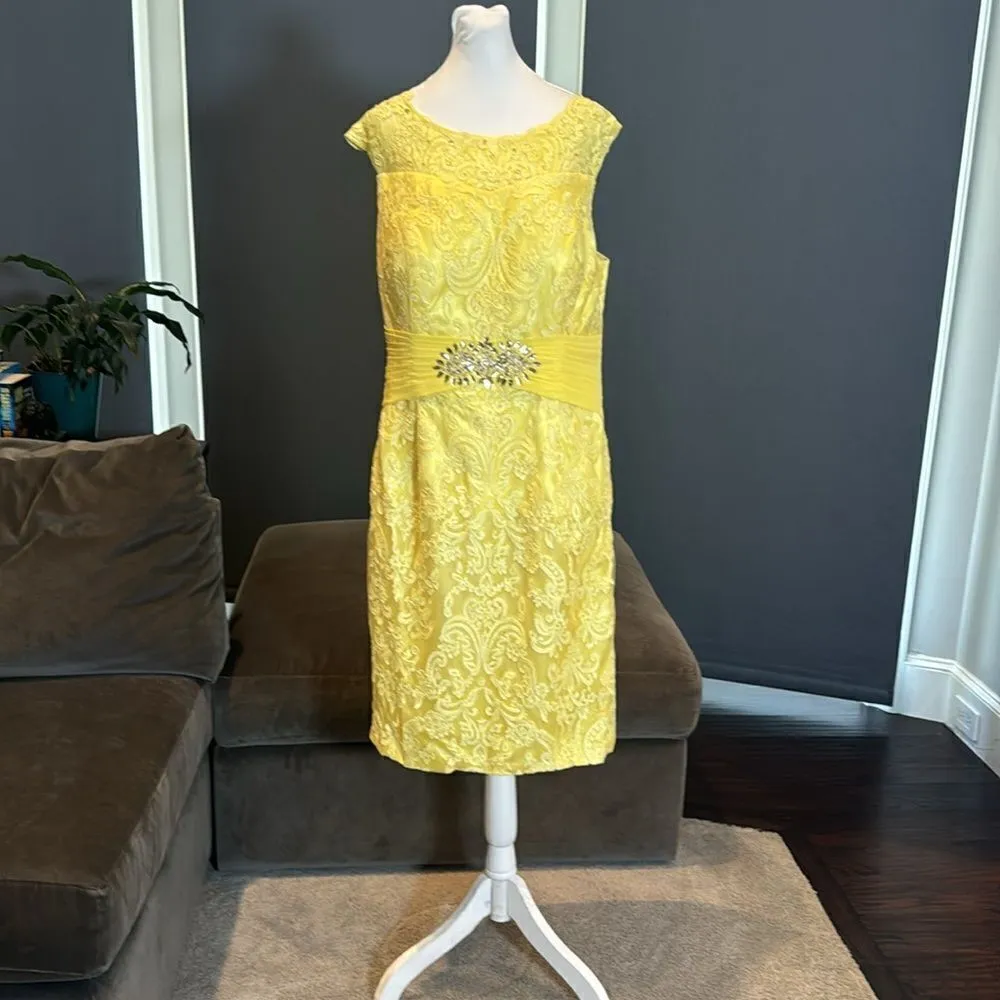 Women’s Plus Size Tea Length Formal Yellow Dress Matching Chiffon Jacket Size XL - Image 5