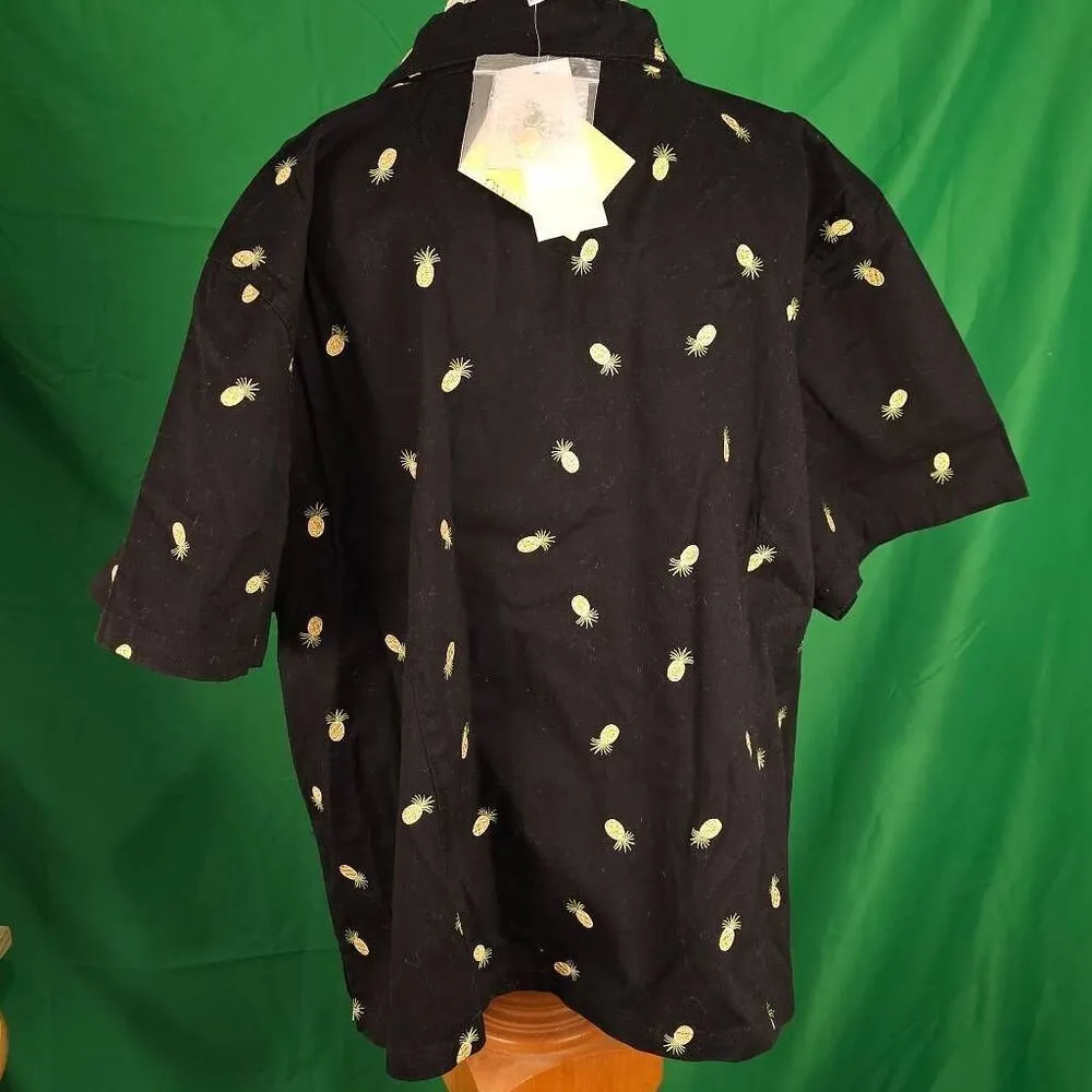 NWT Quacker Factory Black Embroidered Pineapple Short Sleeve‎ Full Zip Jacket 3X - Image 2