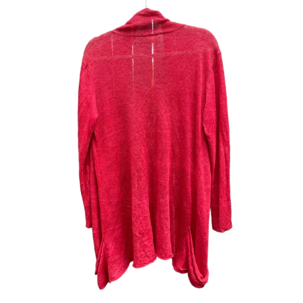 EILEEN FISHER RED LINEN DUSTER CARDIGAN - Image 2