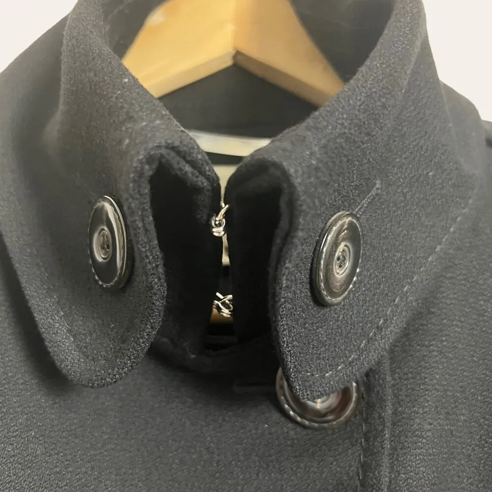 Karen Millen Black Wool Blend Single Breasted Belted Trench Coat Size 8 - Image 4