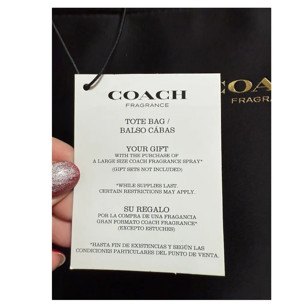 Coach Fragrance Black & Gold Sparkle Satin Lined Tote Shoulder Bag NWT - Image 7