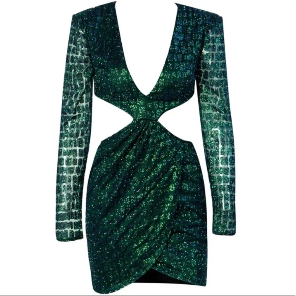 Open back Cross glitter glued Material Slim NWT Green - Image 4