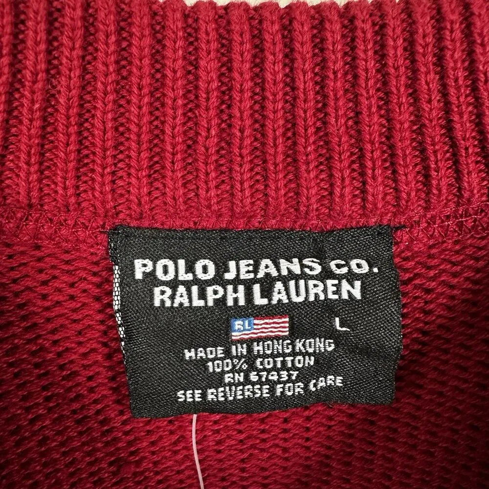 NEW Polo Jeans Co. Ralph Lauren Vintage 90s Y2K Pullover Cotton Sweater Womens L - Image 4