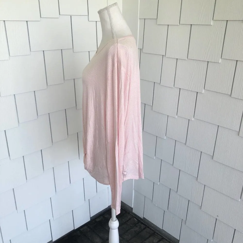 Maison Jules Women's Pink/White Stripe Long Sleeve Twisted Hem Top size XXL - Image 5