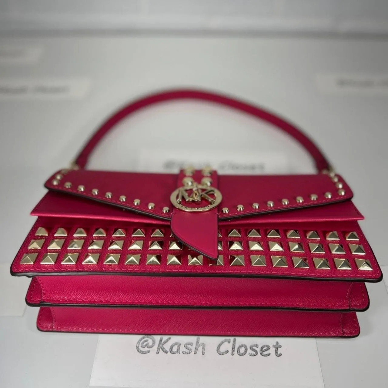 Rubin Red Greenwich Medium Studded Shoulder Bag - Image 7