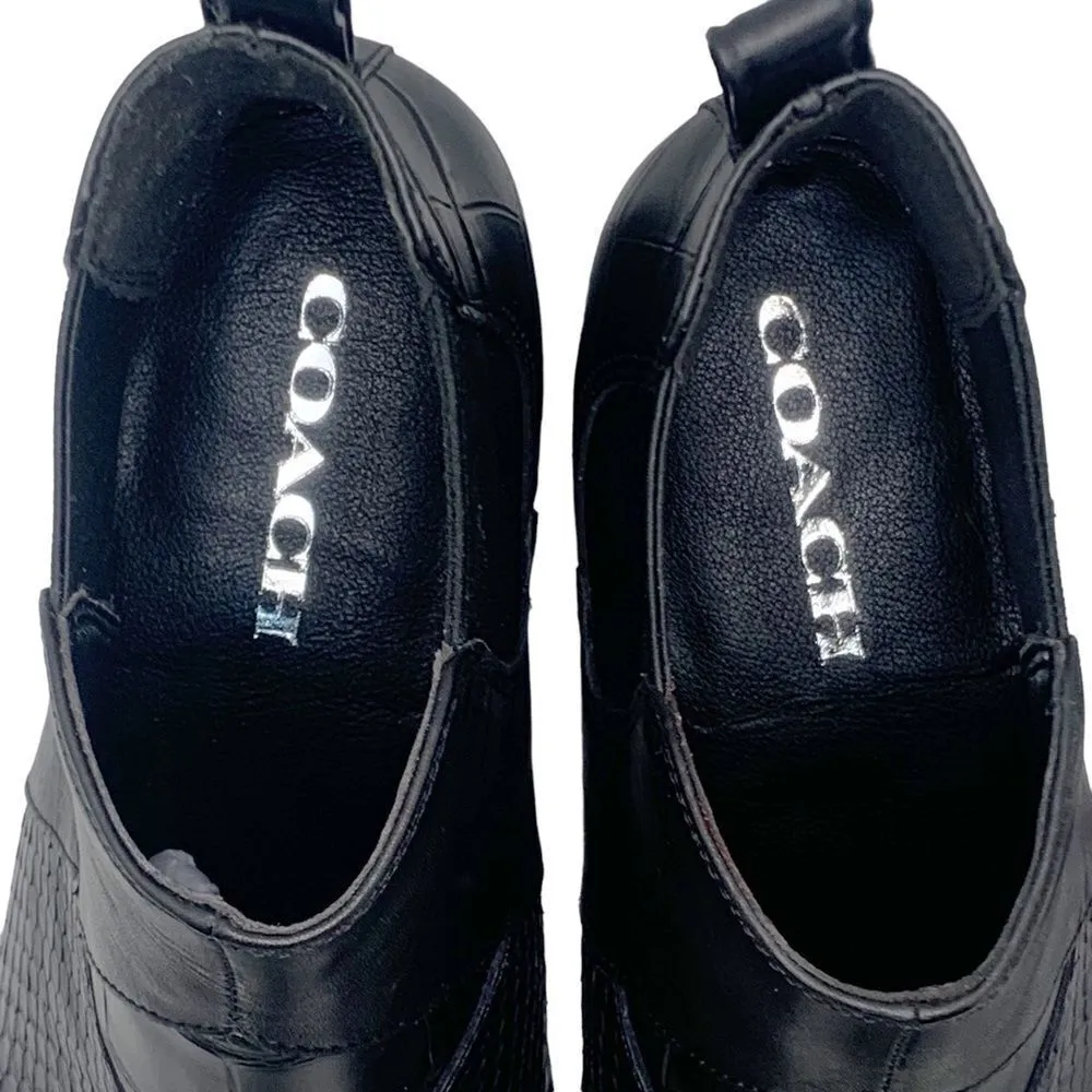 Coach Suffolk Patchwork Black Leather Chelsea Croc Snakeskin Booties  8.5M New - Image 9