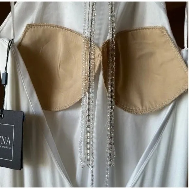 New Mac Duggal 25572 Beaded Halter Jersey Evening Gown white Dress 6 - Image 9