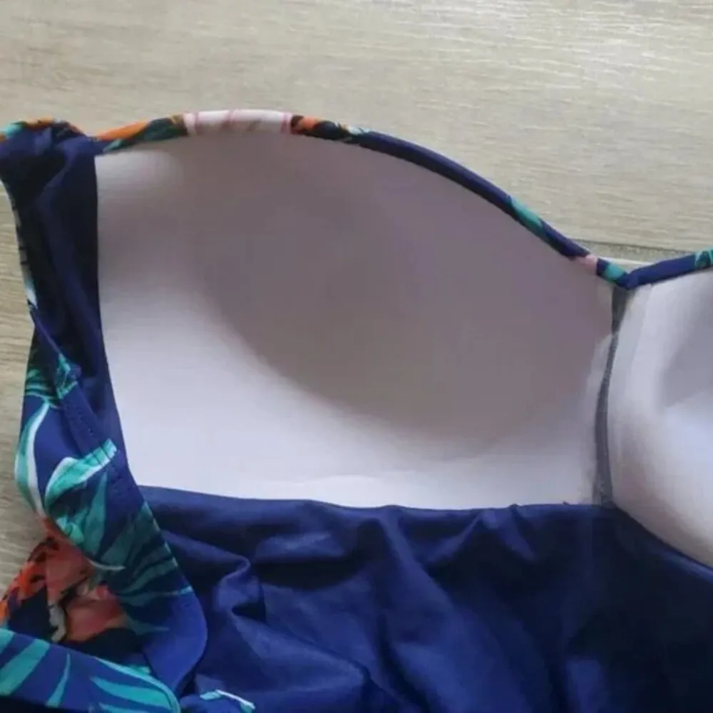 Sunsations 2X Skirted One Piece Bathing Suit | Swim Dress One Piece Bathing Suit Blue - Image 5