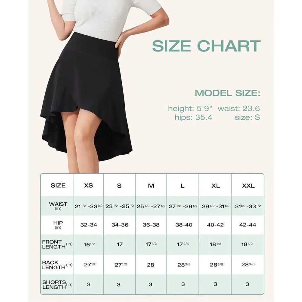 NEW Flowy Dance Skirt w/ Shorts High Low Ballet Pocket Quick Dry XL Black - Image 4