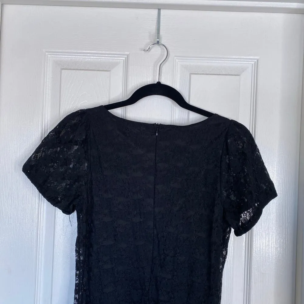 Vintage 90s Black Lace Mini Dress Pearl Buttons Size Small Goth Alt Witchy - Image 7