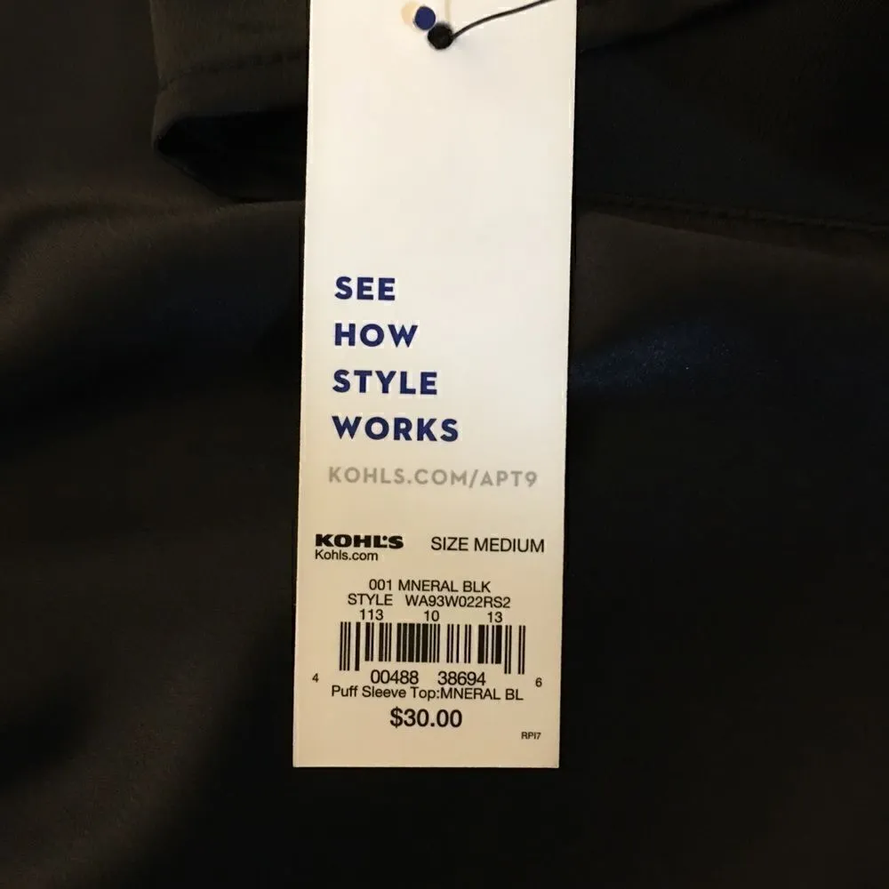 APT 9 keyhole back, silky puff pleated sleeve top - Image 7