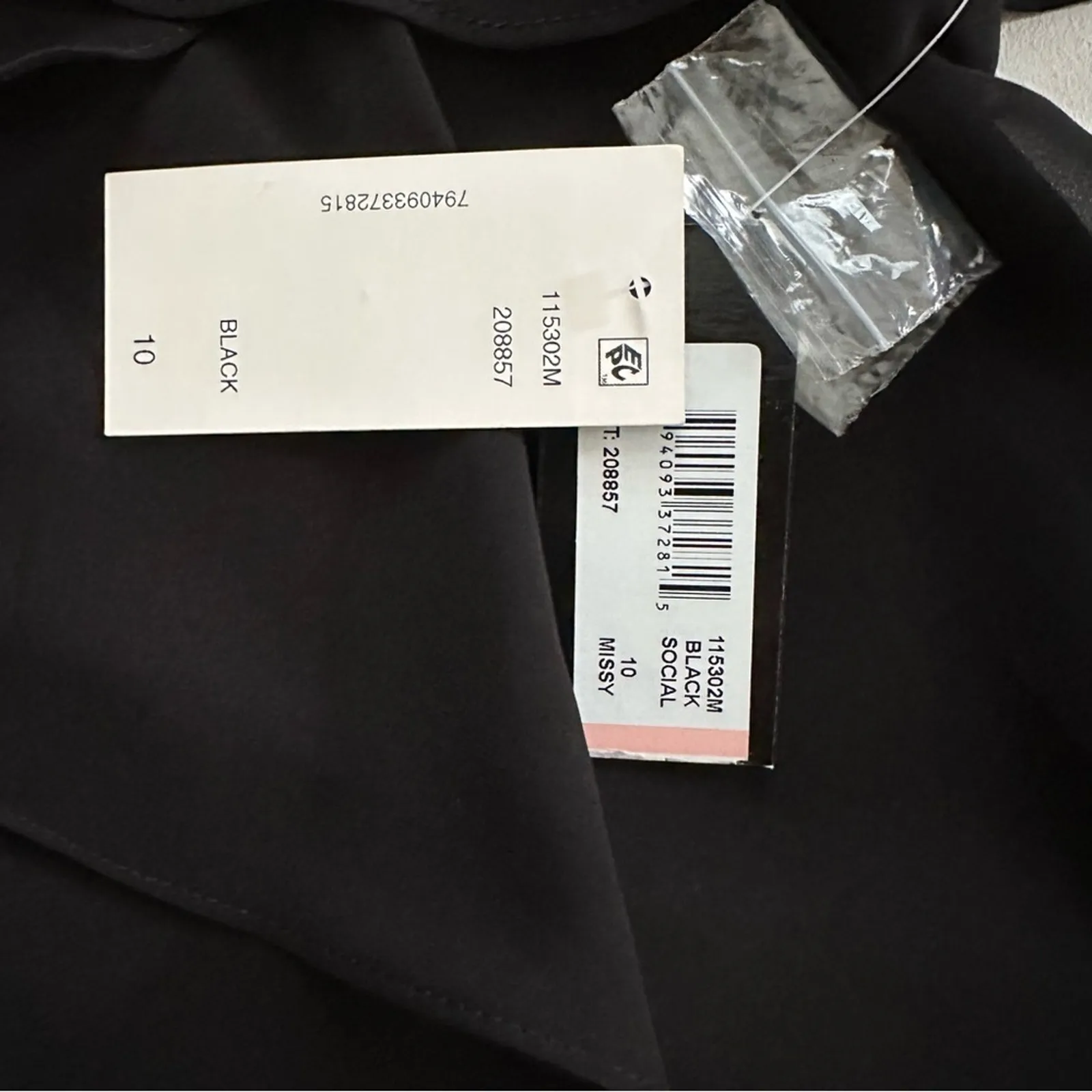 SLNY Dress Black Chiffon Beaded Neck Sleeveless Tiered Ruffle Cocktail 10 NEW - Image 10