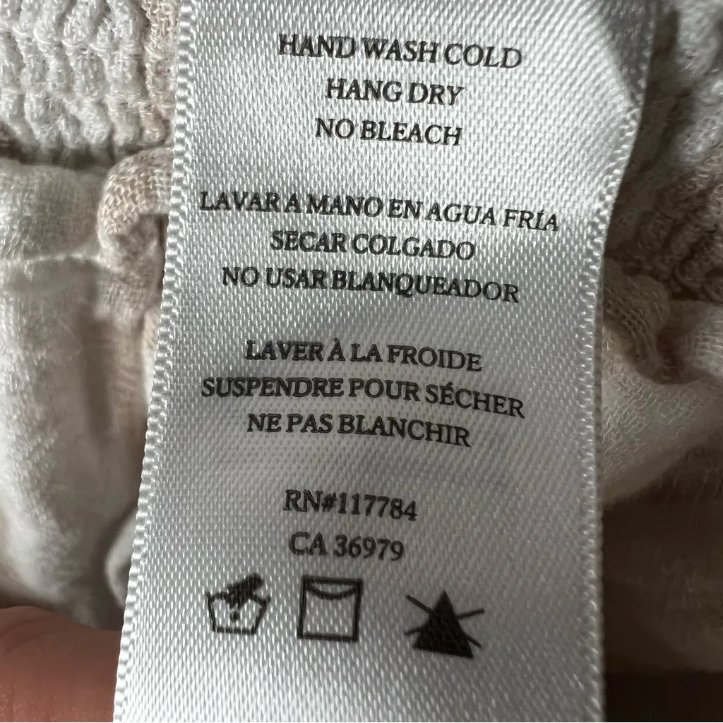 RAILS Angelina Mini Dress Latte Stripe Smocked Sz Small Linen Blend Tiered Boho - Image 13