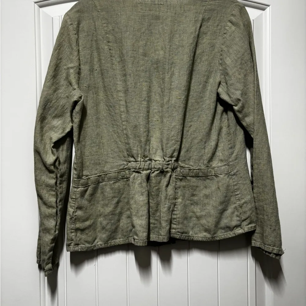 Flax Green 100% Linen Button Up Top Size Small - Image 4