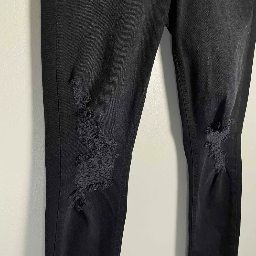 New Forever 21 Women's Grunge Black Distressed High-Waisted Skinny Jeans Size 27 - Image 2