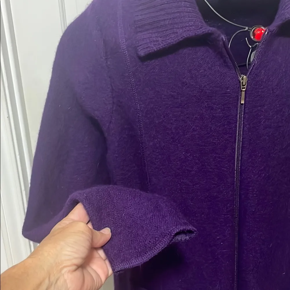 Croft & Barrow Purple Wool Zip Cardigan—XL - Image 3