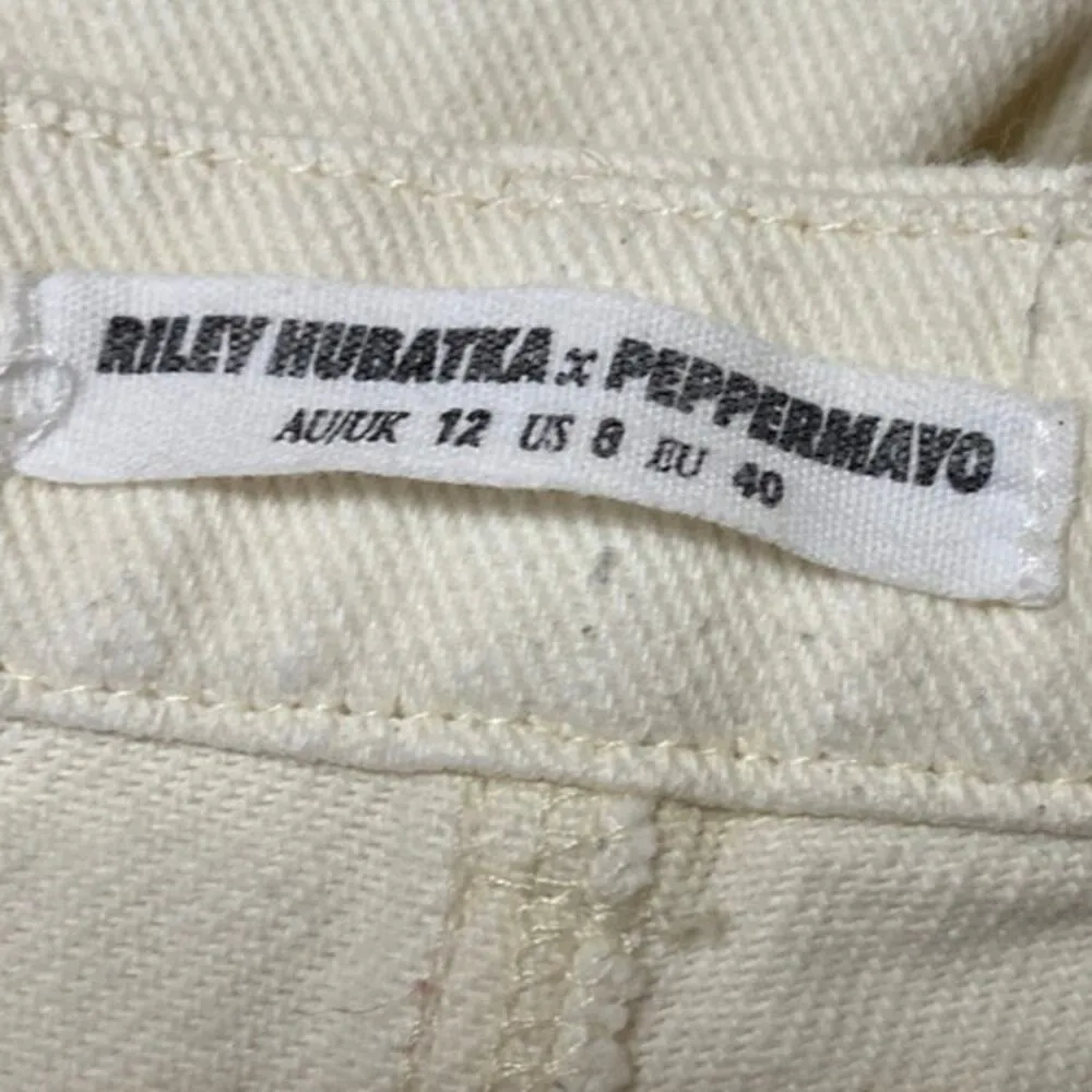 Riley Hubatka x Peppermayo White High Waist Wide Leg Palazzo Trousers Pants Sz 8 - Image 4