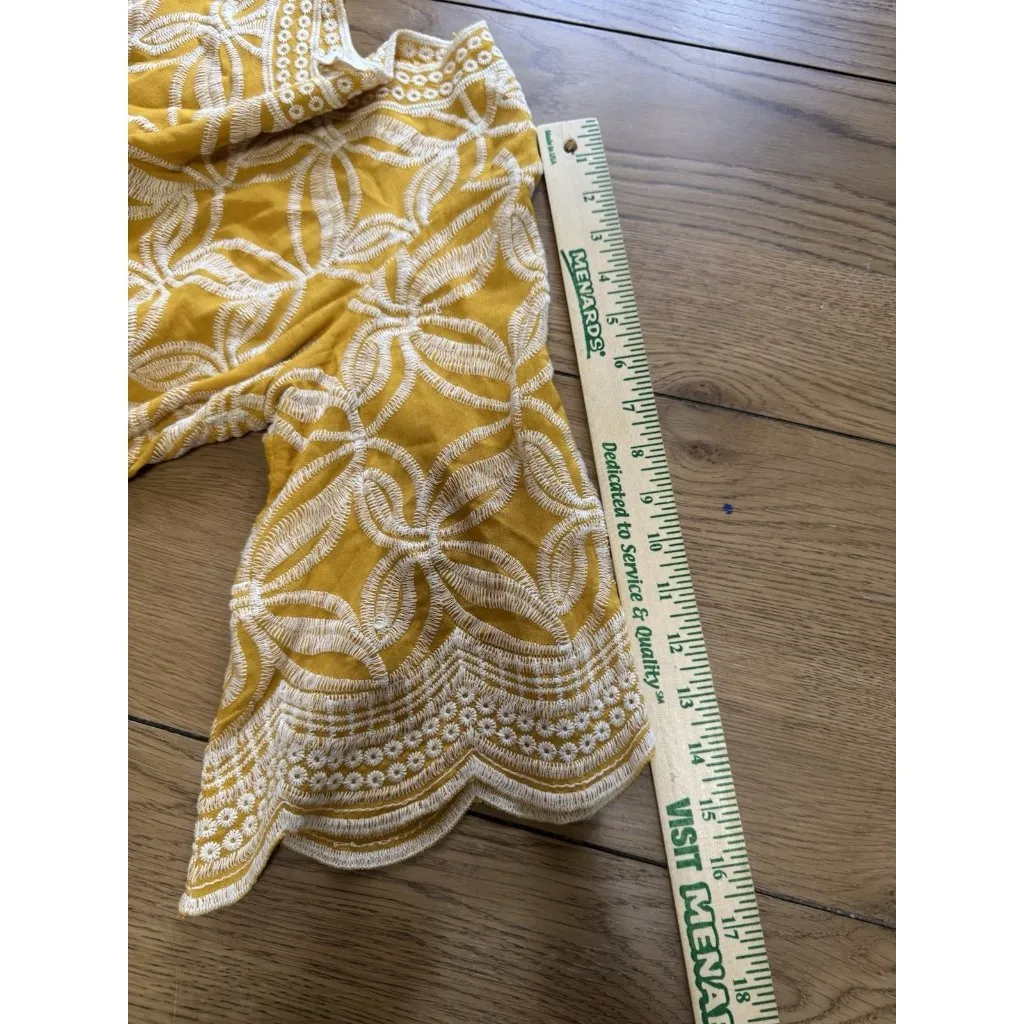 Solitaire Yellow Women Embroidered Top Sz S‎ Boho Romantic Hippie Gypsy Peasant - Image 6