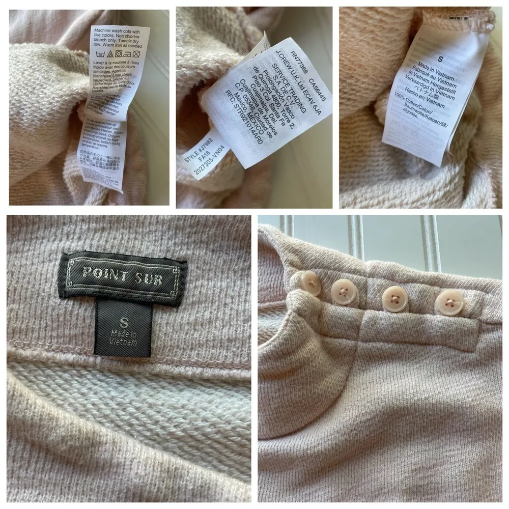 J. Crew POINT SUR Sweatshirt Dolman Mock Neck Pink size Small French Terry - Image 5