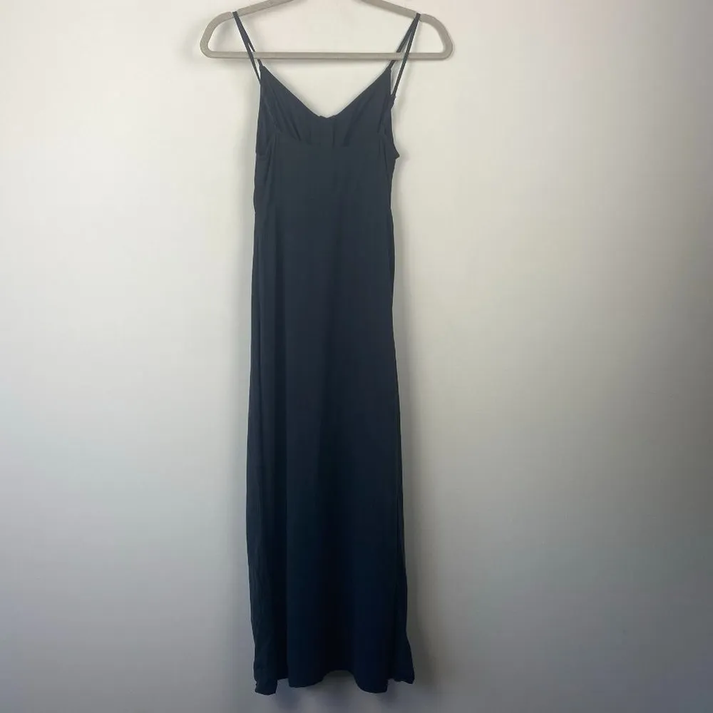 TOPSHOP Blue Gray Grey Keyhole Knotted‎ Midi Dress Linen Blend US 4 - Image 9