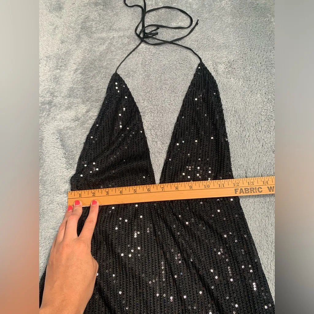 Motel rocks black sequin mini dress large - Image 6