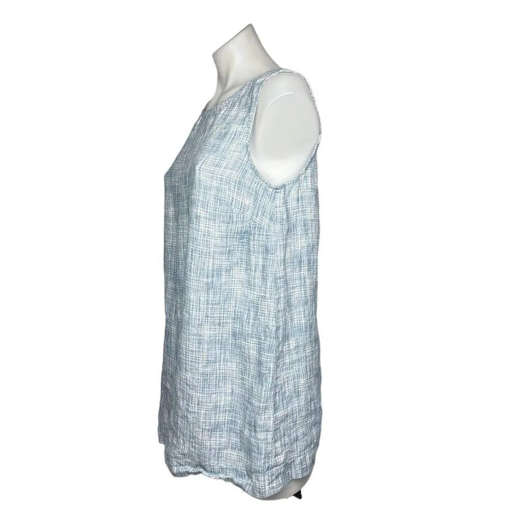 J.Jill Pure Jill Blue White 100% Linen Sleeveless Wrap Shift Tunic Dress Size XS - Image 3
